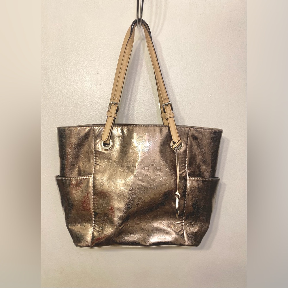 Michael Kors Bronze‎ Metallic Logo Shoulder Purse Handbag Tote